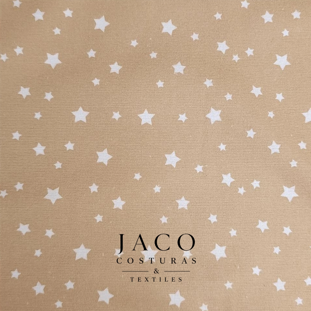 Flannel Algodon Beige Estrellas Blancas - Imagen 3