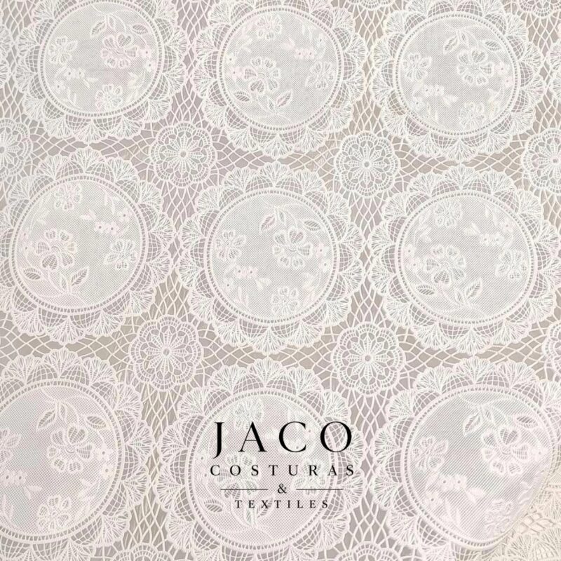 Hule Carpeta Broderie Blanco Circulo Flor Arabescas