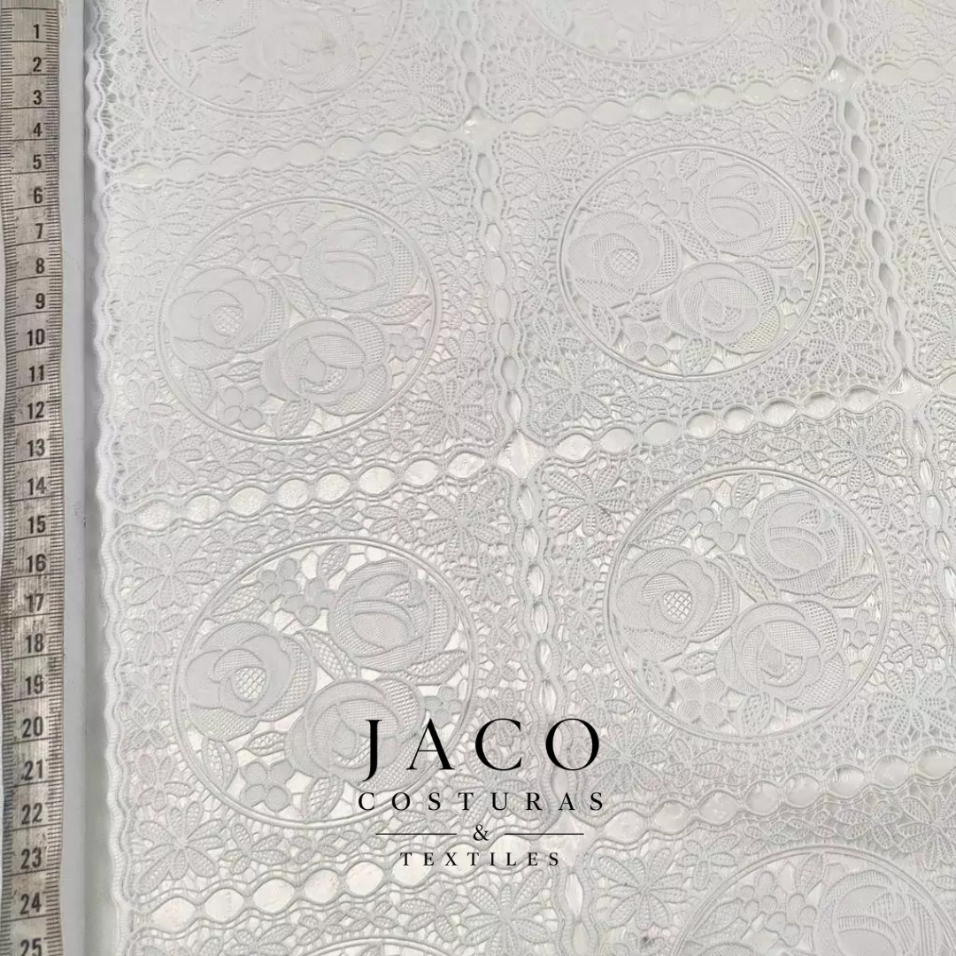 Hule Carpeta Broderie Rosas En Circulos Entrelazados - Imagen 4