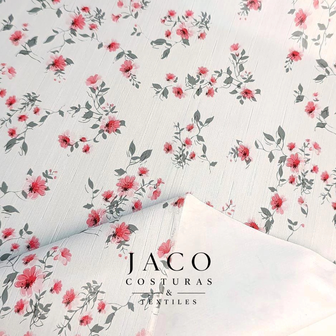 Hule Istanbul Blanco Con Florcitas Rojas - Imagen 2