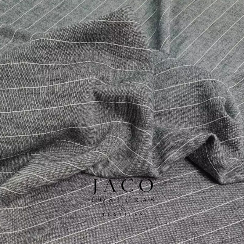 Lino Capri Gris Oscuro Lineas Blancas