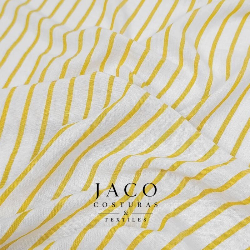Lino Capri Rayado Natural Rayas Amarillas
