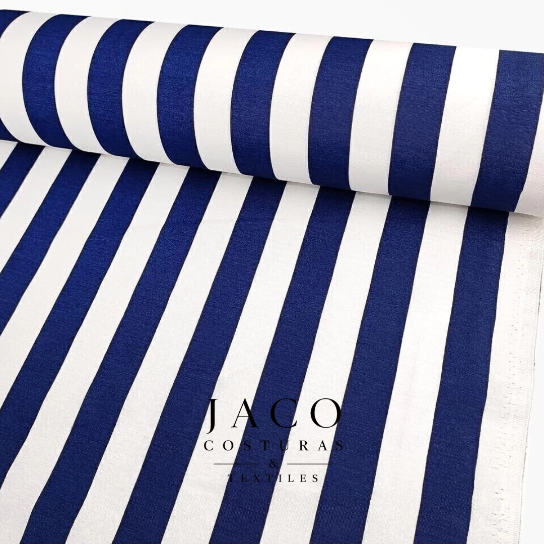 Lona Estampada Azul Marino/blanco