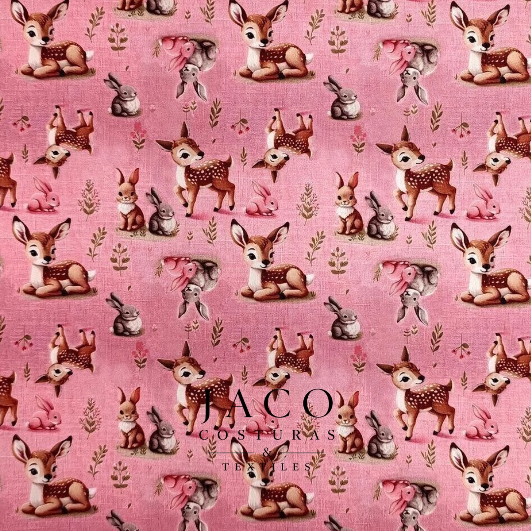 Microfibra Belice Fondo Rosa Bambi Conejitos - Imagen 5