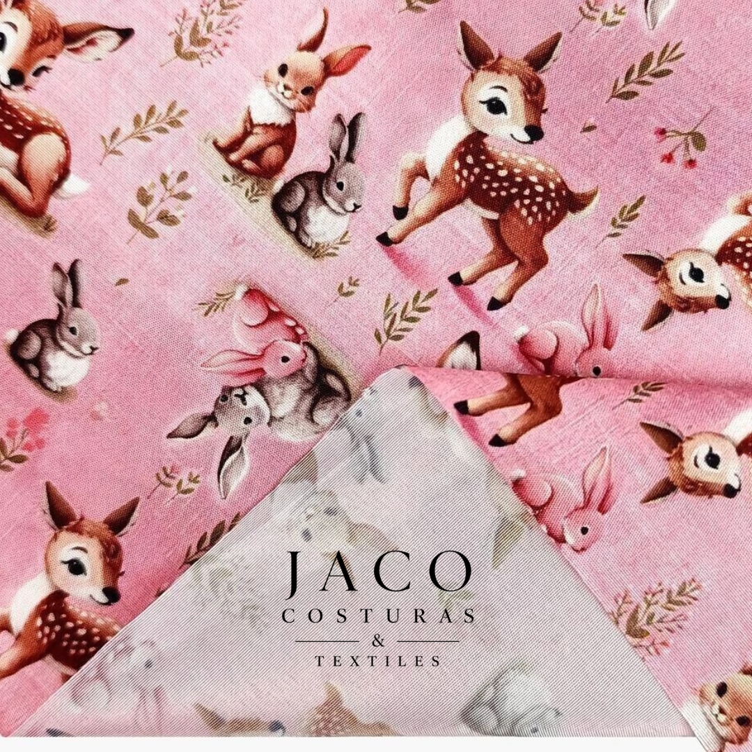 Microfibra Belice Fondo Rosa Bambi Conejitos - Imagen 4