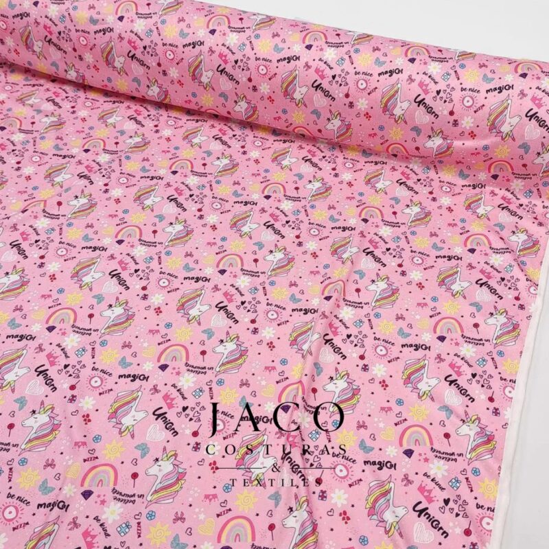 Modal Soft Estampado Digital Rosa Con Unicornios