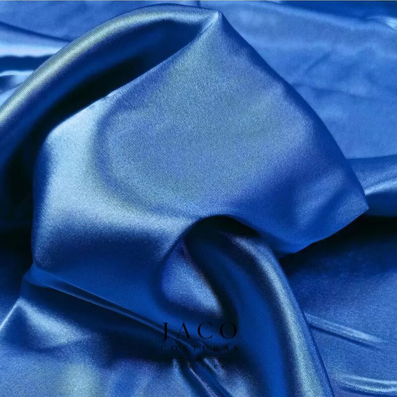 Satén Chamousse Con Spandex Liso Azul Francia